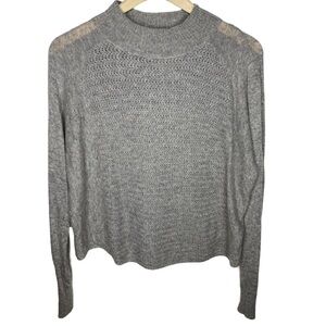 Club Monaco Women’s Sweater Minimalistic Grey Knit Wool Cashmere Blend Size SM